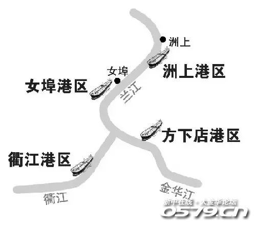 规划,金华港的总体布局是"16333"发展战略,即1个核心港区(兰溪港区),6