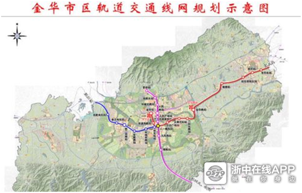 金华市区轨道交通线网规划示意图