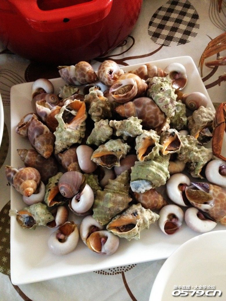 海螺拼盘:开水里煮熟就ok.